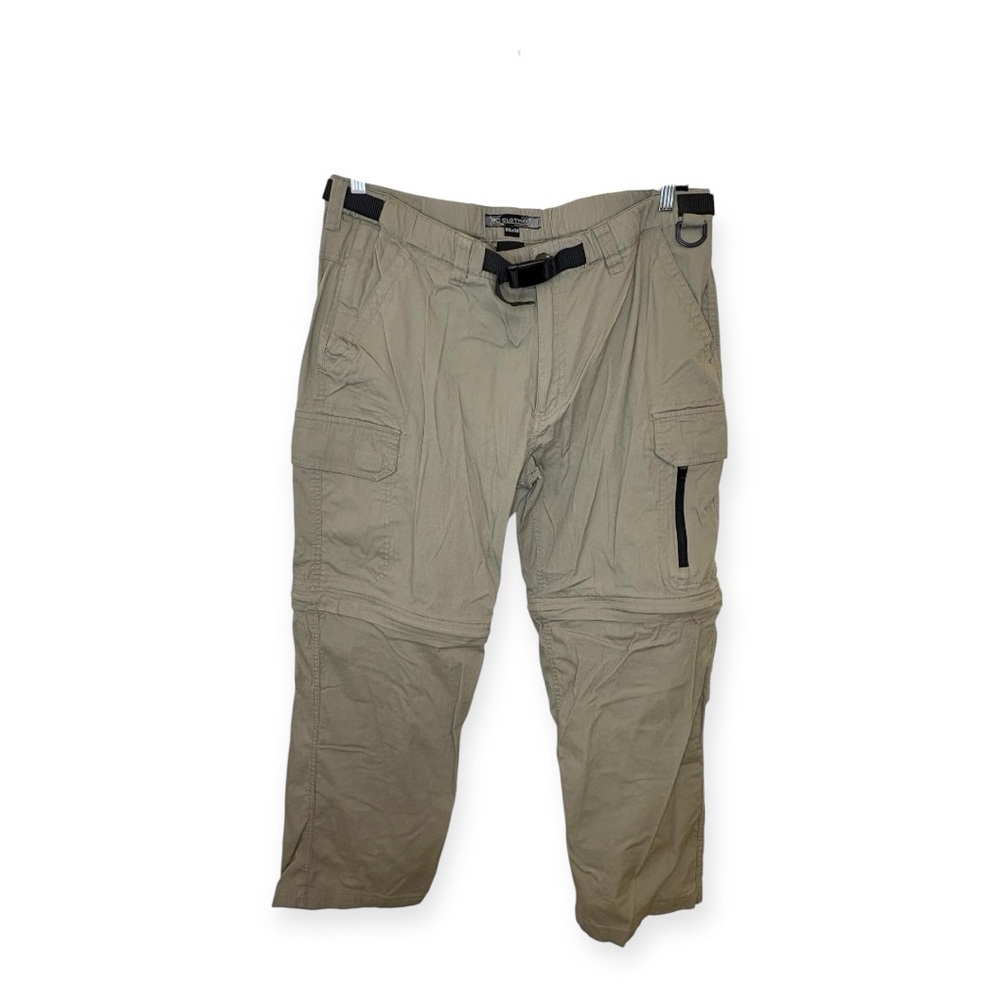 BC Clothing Khaki Convertible Cargo Pants Belted Hiking Utility Gorpcore XXL 30